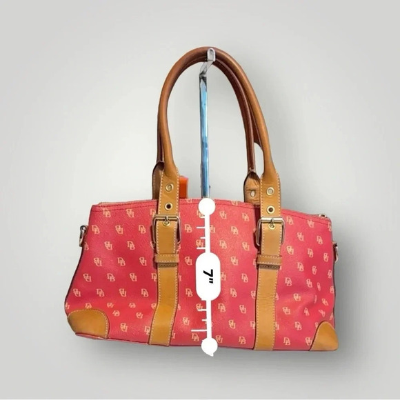 Dooney & Bourke Vintage Dome Berry Pebble Leather Satchel Bag Zip 12.5” x 7” - Picture 11 of 13